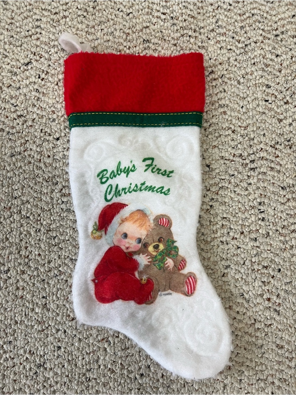 โจ2/$20โจ Vintage Babyโs First Christmas Stocking